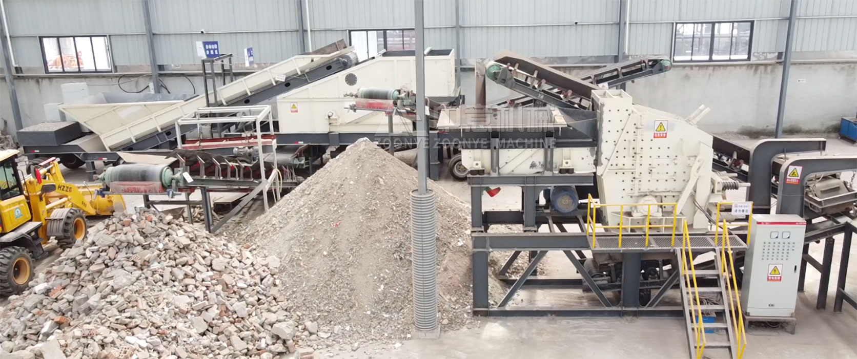 浙江平陽建筑裝修垃圾資源化處理生產線現(xiàn)場